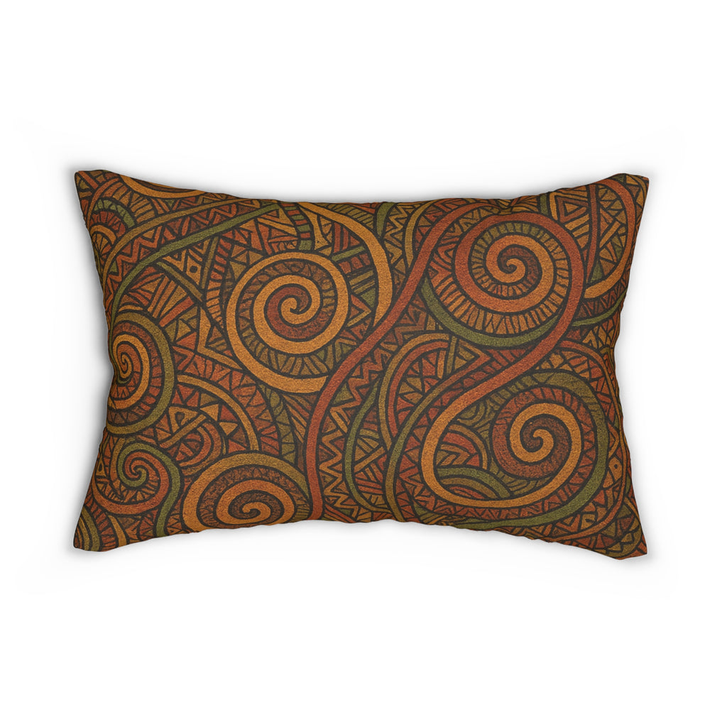 Afro-Boho Tribal Swirl Lumbar Pillow