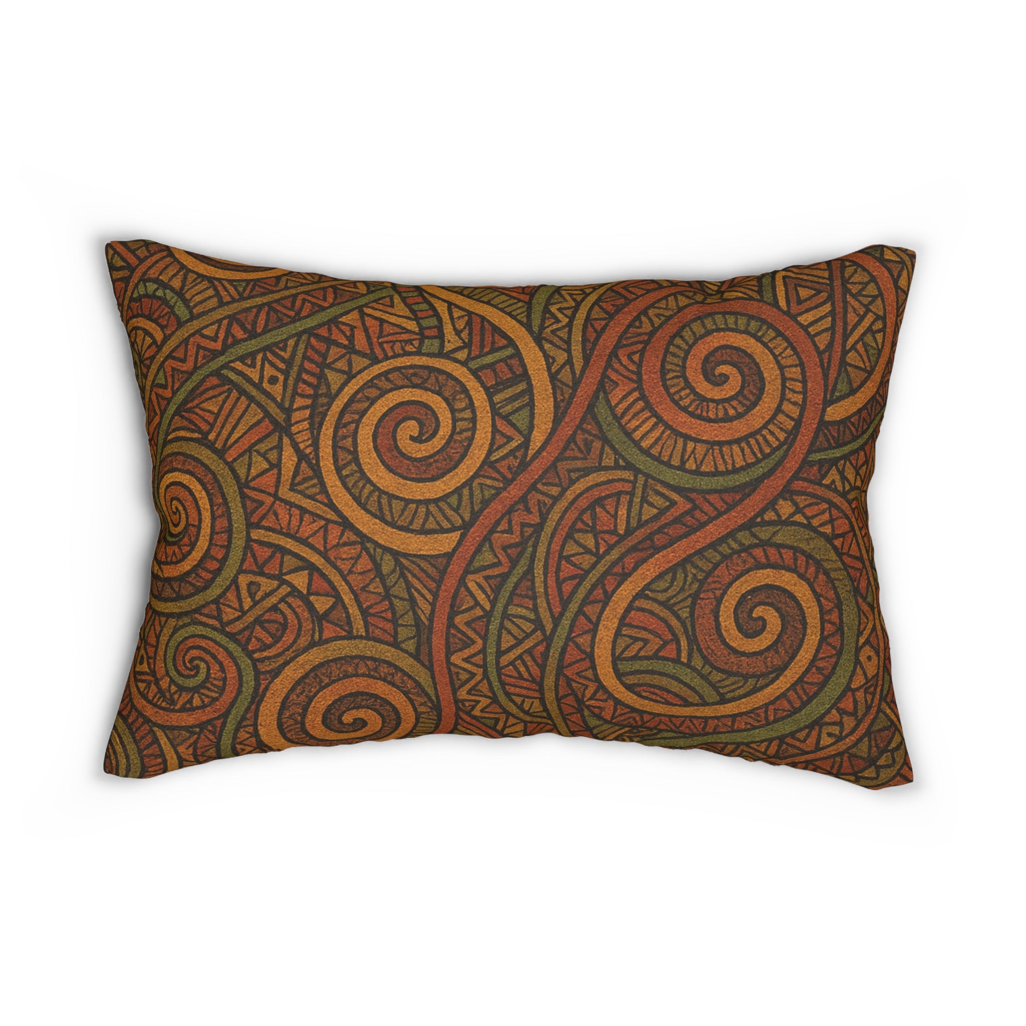 Afro-Boho Tribal Swirl Lumbar Pillow